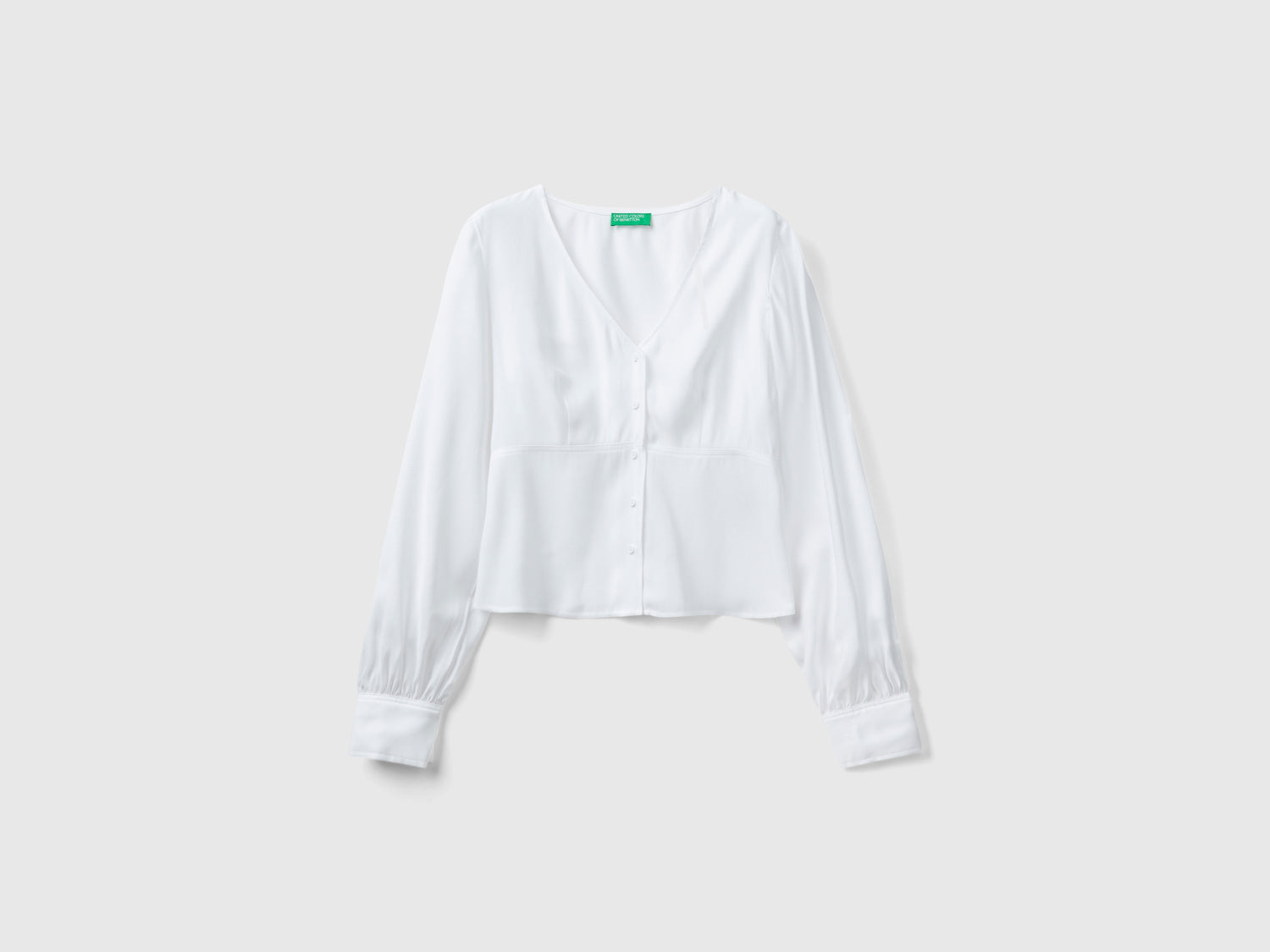 Camicia fluida con scollo a V da donna bianco | Benetton Outlet
