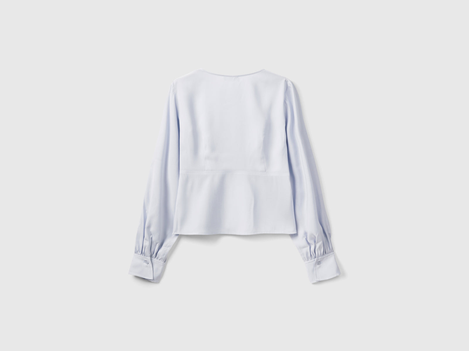 Camicia fluida con scollo a V da donna celeste 2 | Benetton Outlet