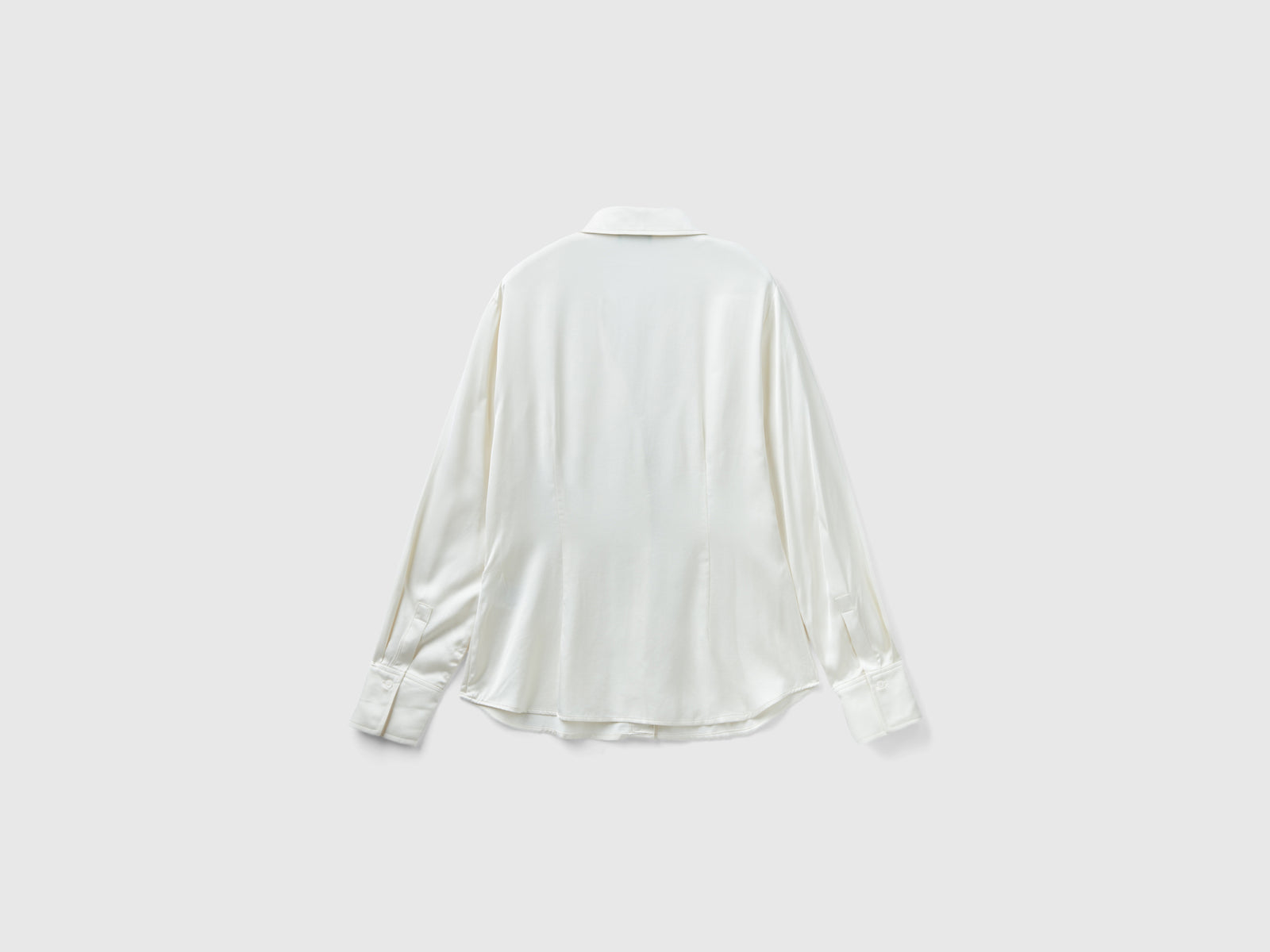 Camicia in raso slim fit da donna bianco panna 2 | Benetton Outlet
