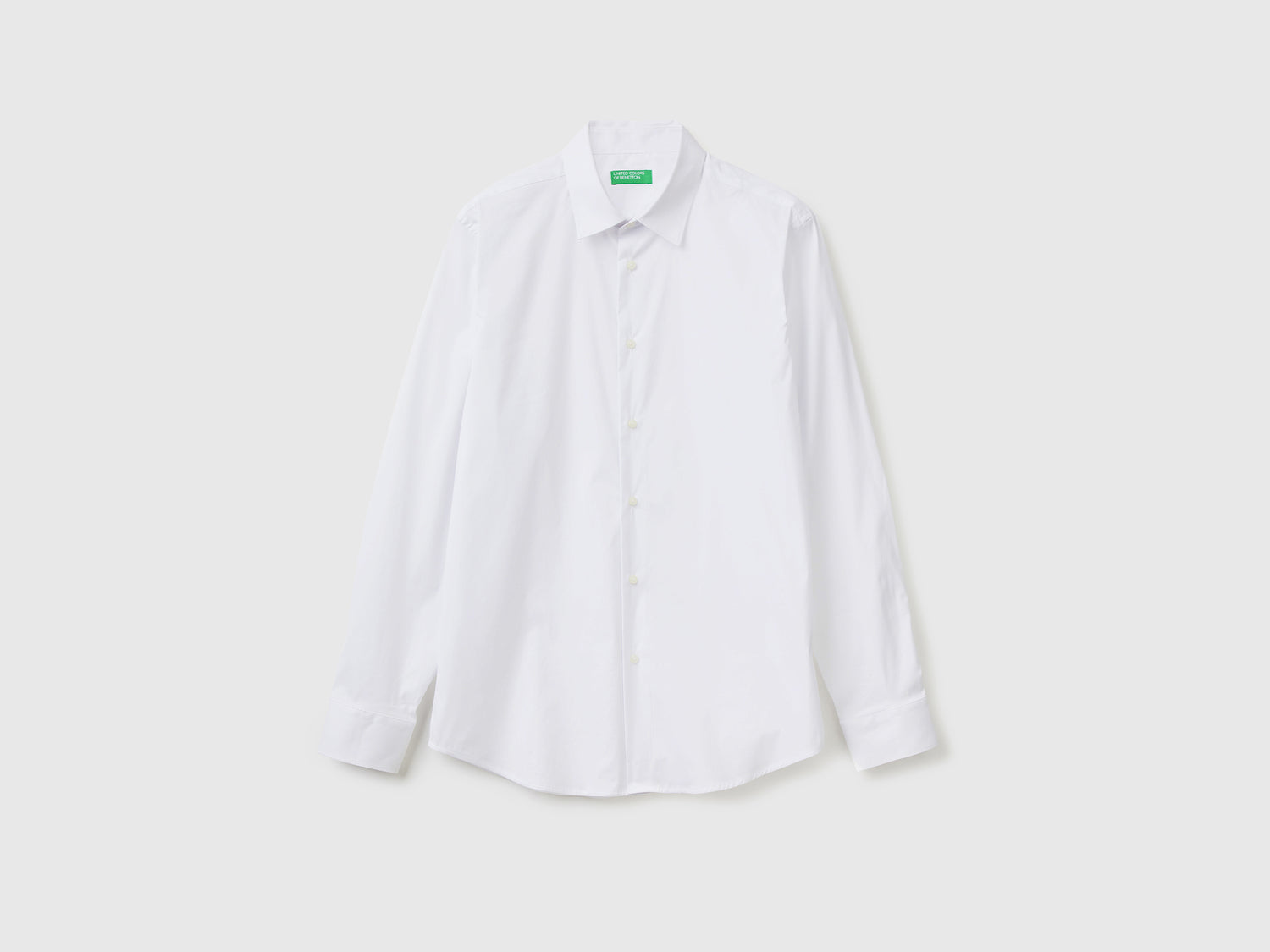 Camicia slim fit tinta unita da uomo bianco | Benetton Outlet