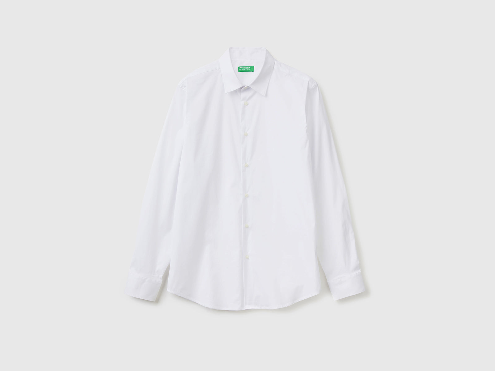 Camicia slim fit tinta unita da uomo bianco | Benetton Outlet