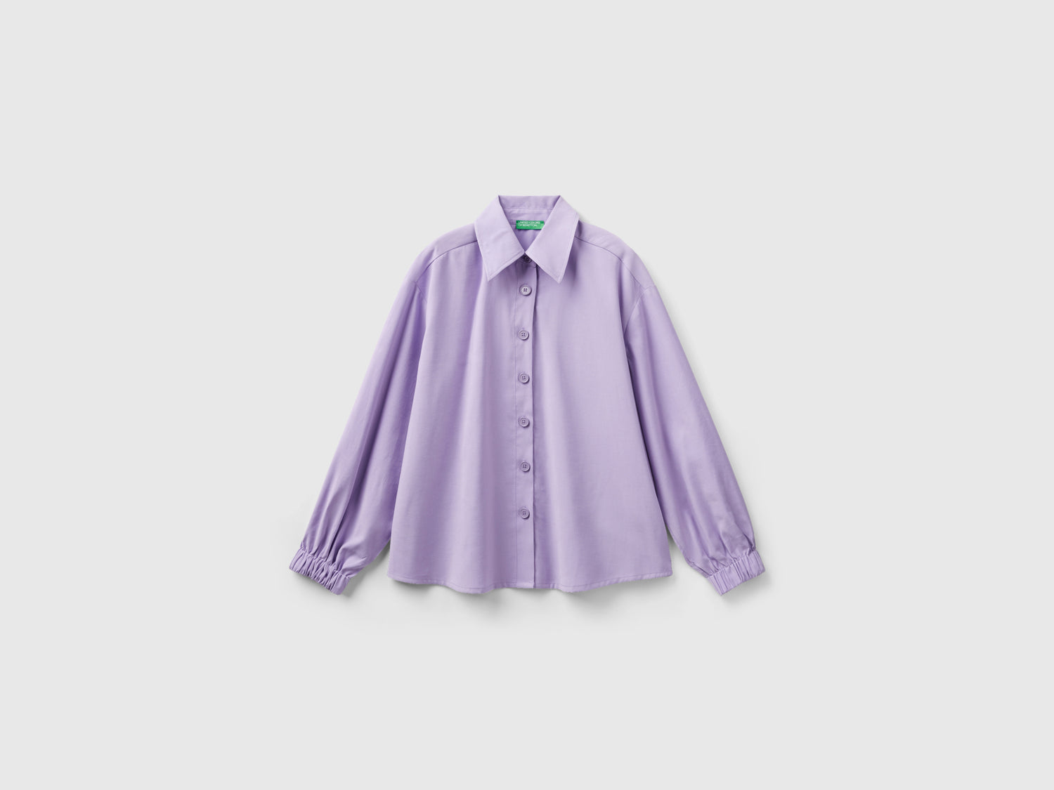Camicia in viscosa e lino da donna lilla | Benetton Outlet