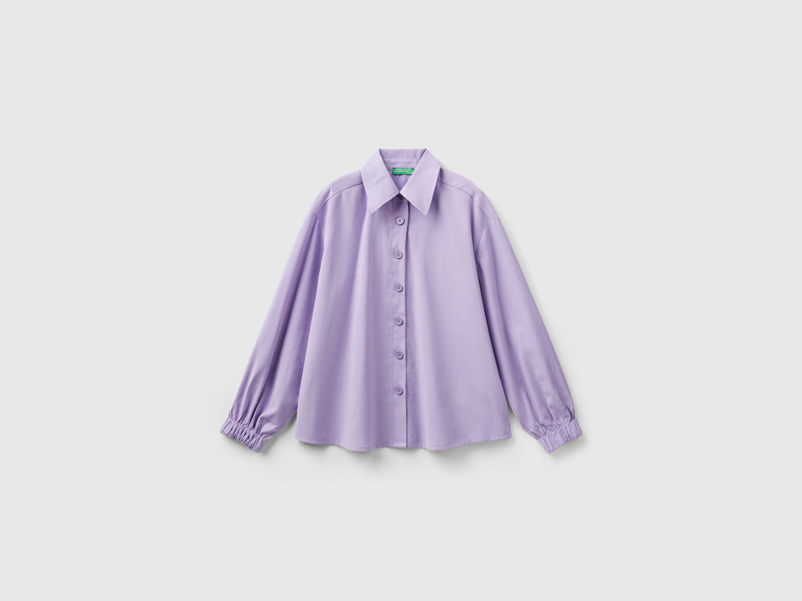 Camicia in viscosa e lino da donna lilla | Benetton Outlet