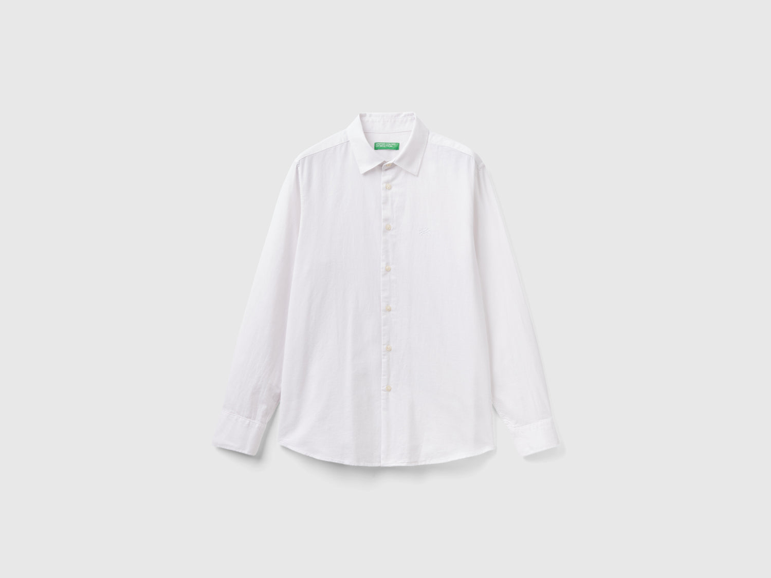 Camicia slim fit in flanella da uomo bianco | Benetton Outlet