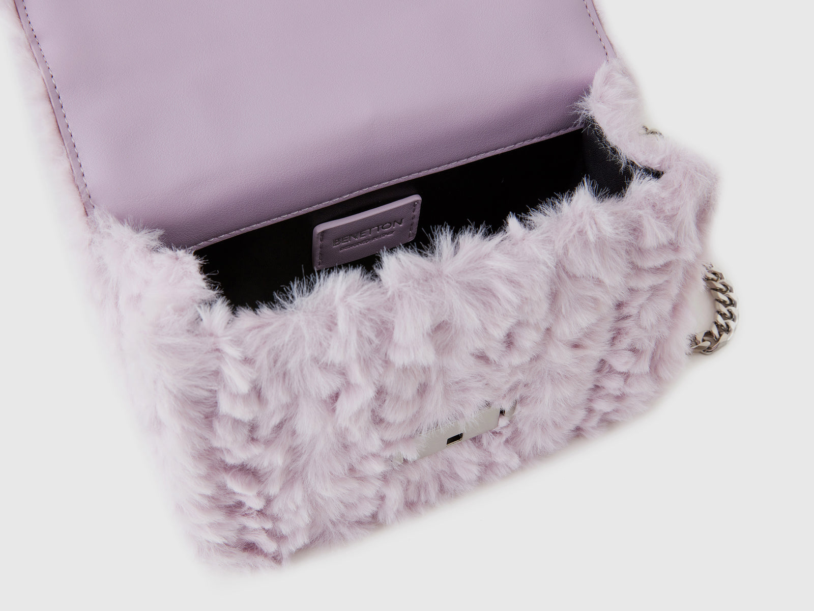 Borsa piccola in pelliccetta sintetica da donna lilla 3 | Benetton Outlet