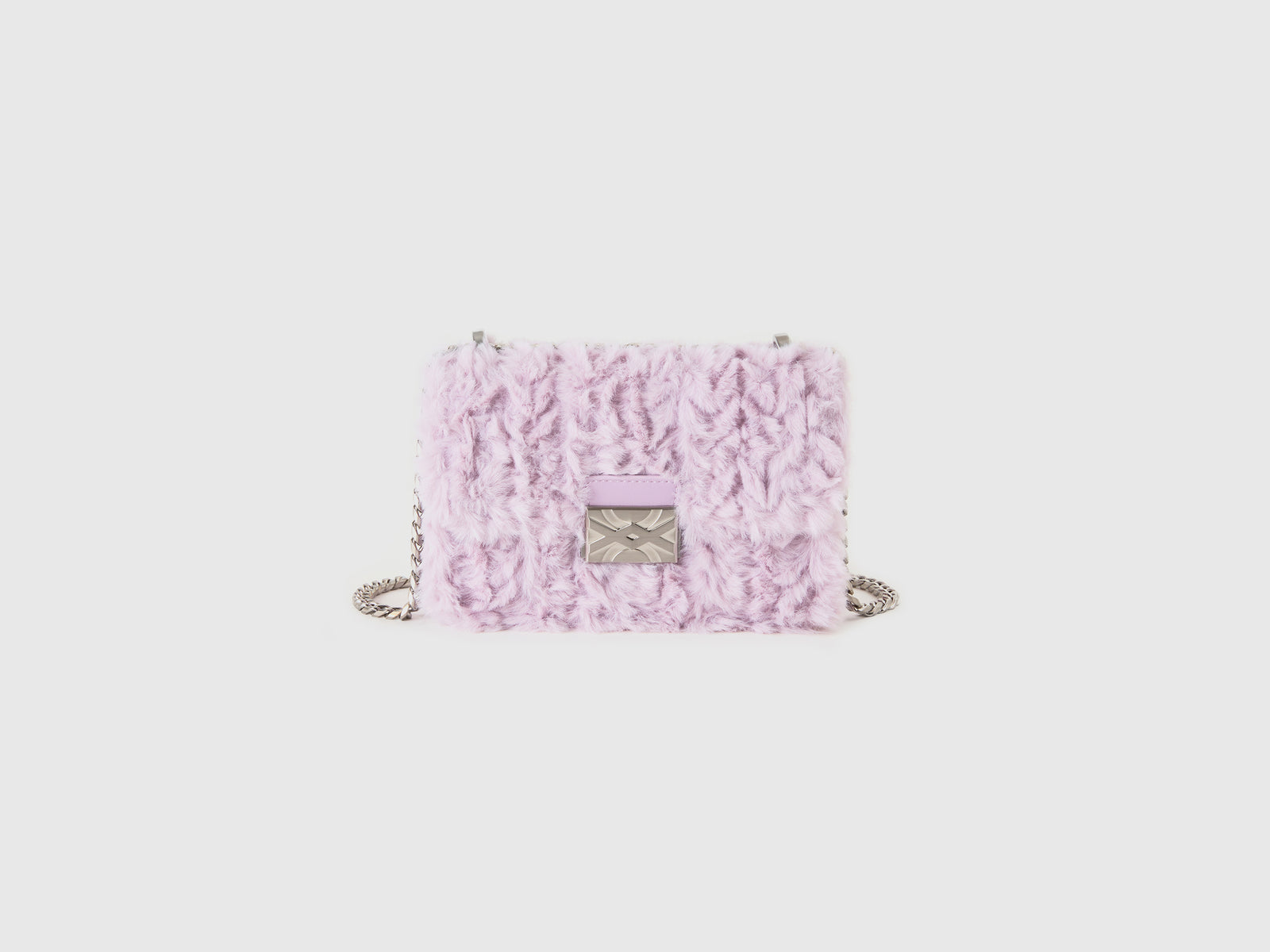 Borsa piccola in pelliccetta sintetica da donna lilla | Benetton Outlet