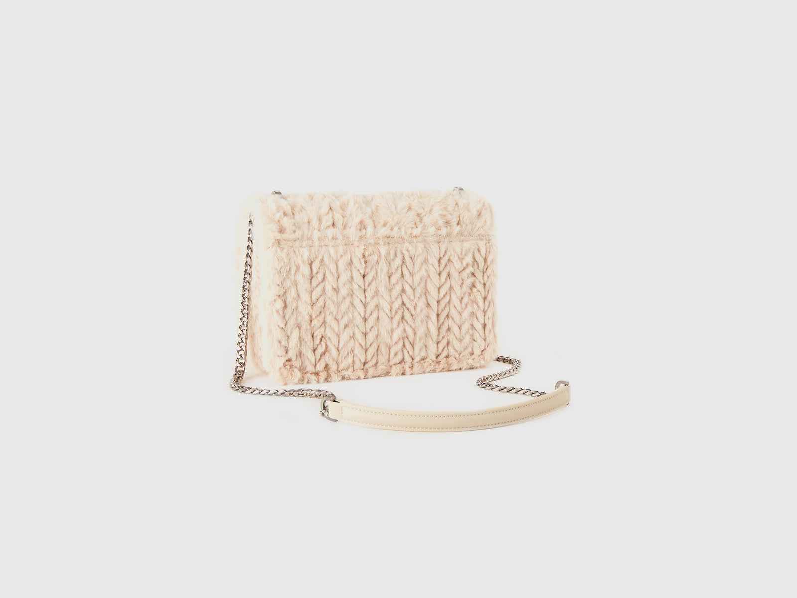 Borsa grande in pelliccetta sintetica da donna beige 2 | Benetton Outlet