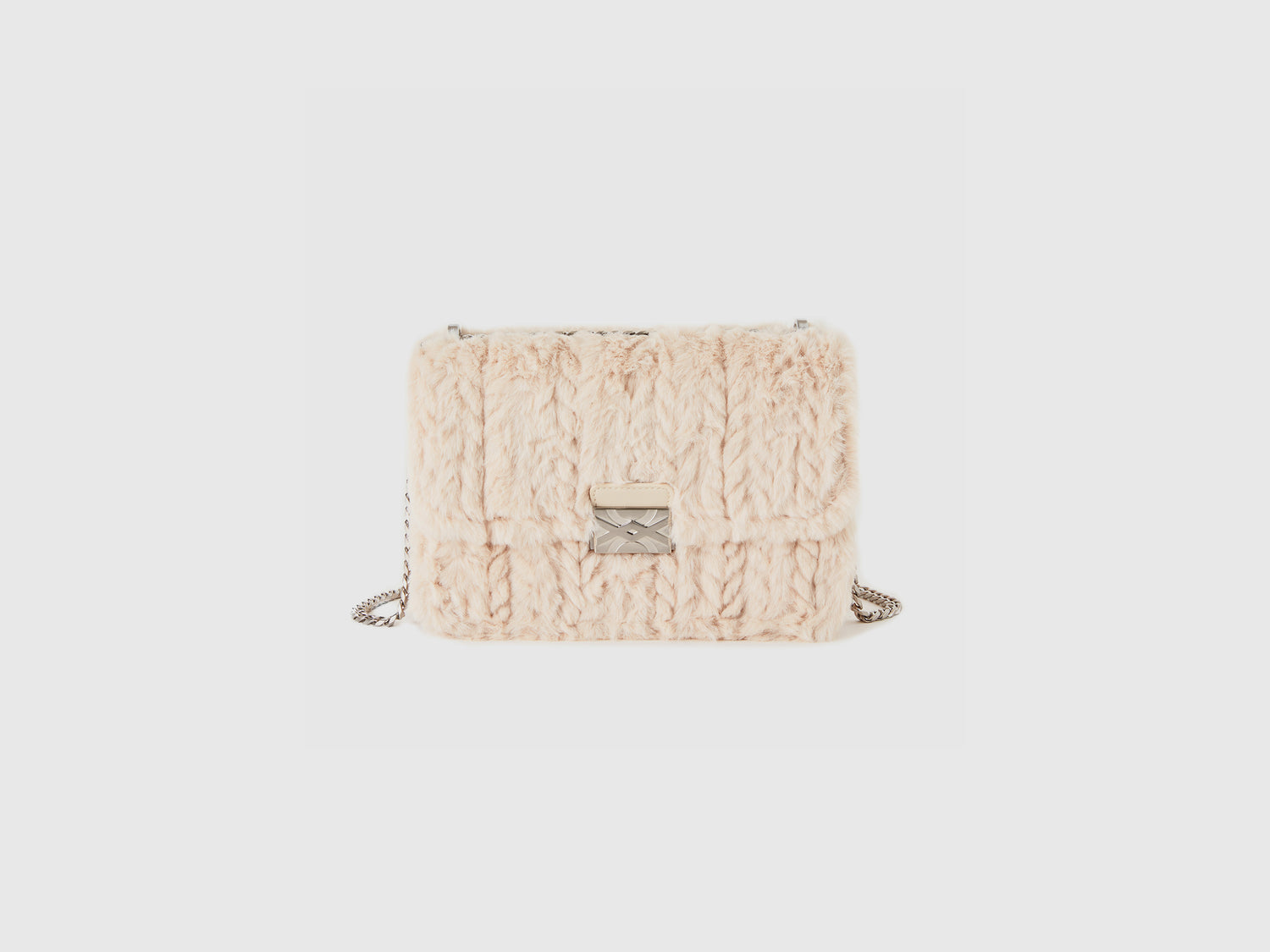 Borsa grande in pelliccetta sintetica da donna beige | Benetton Outlet