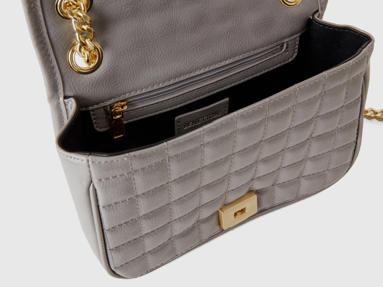 Borsa piccola lucida da donna grigio 3 | Benetton Outlet