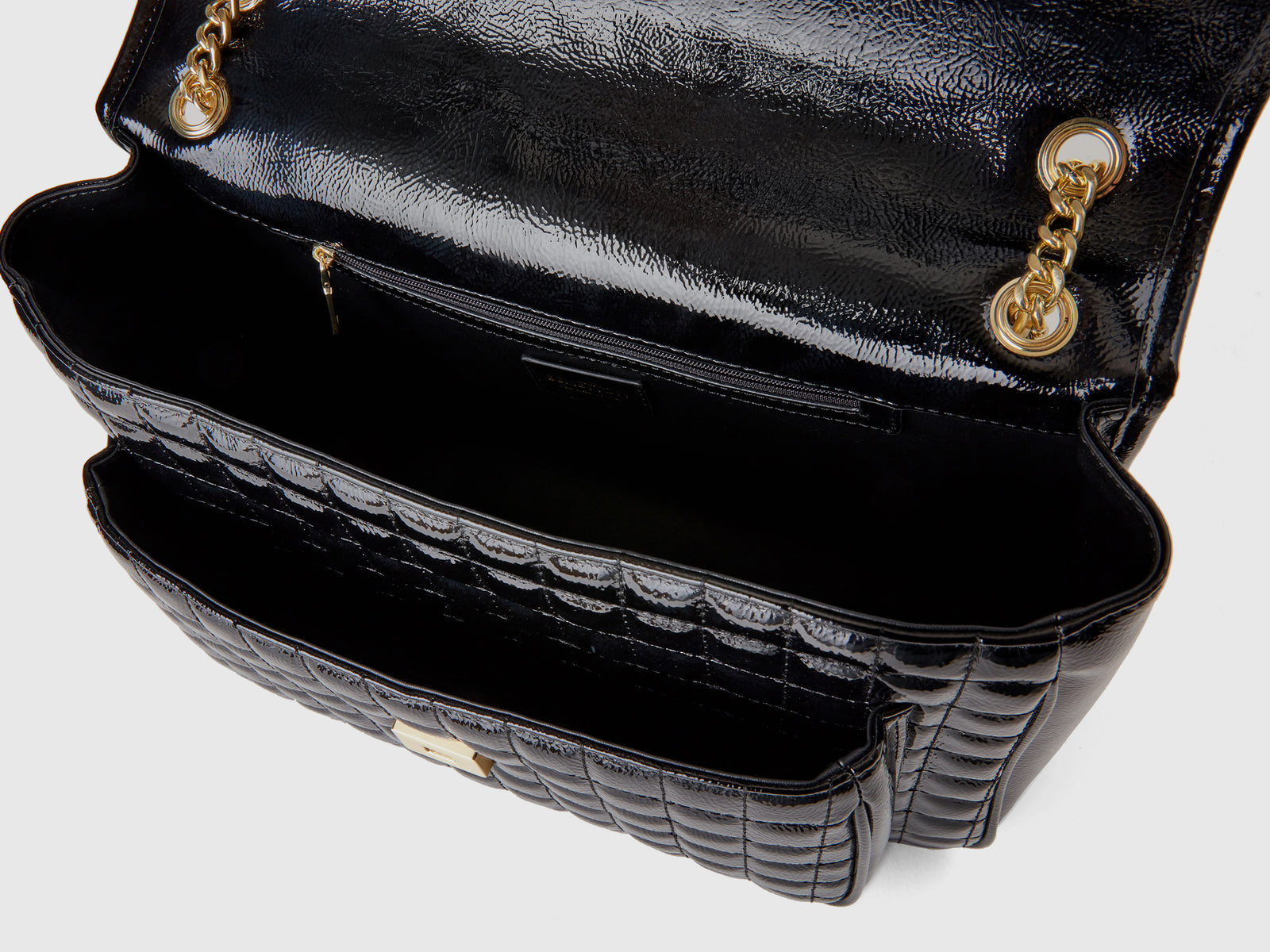 Borsa grande lucida da donna nero 3 | Benetton Outlet