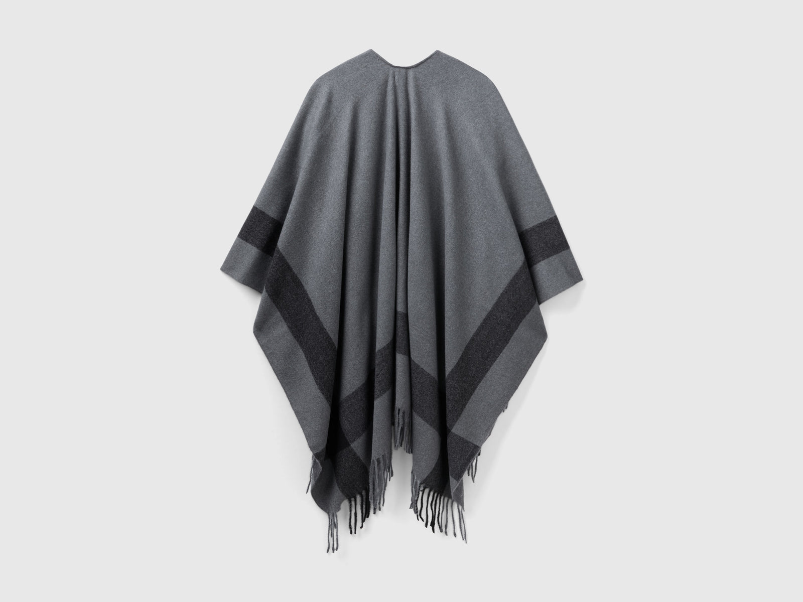 Mantella con bande da donna grigio chiaro 2 | Benetton Outlet