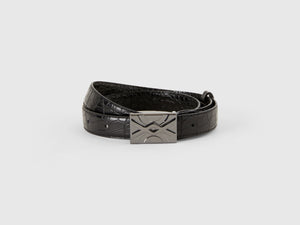 Thin belt with crocodile print