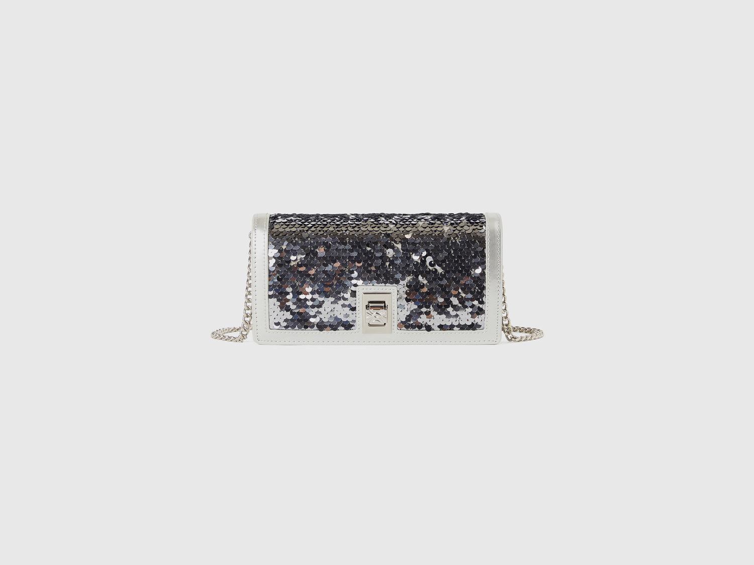 Borsa portafoglio con paillettes da donna argento | Benetton Outlet