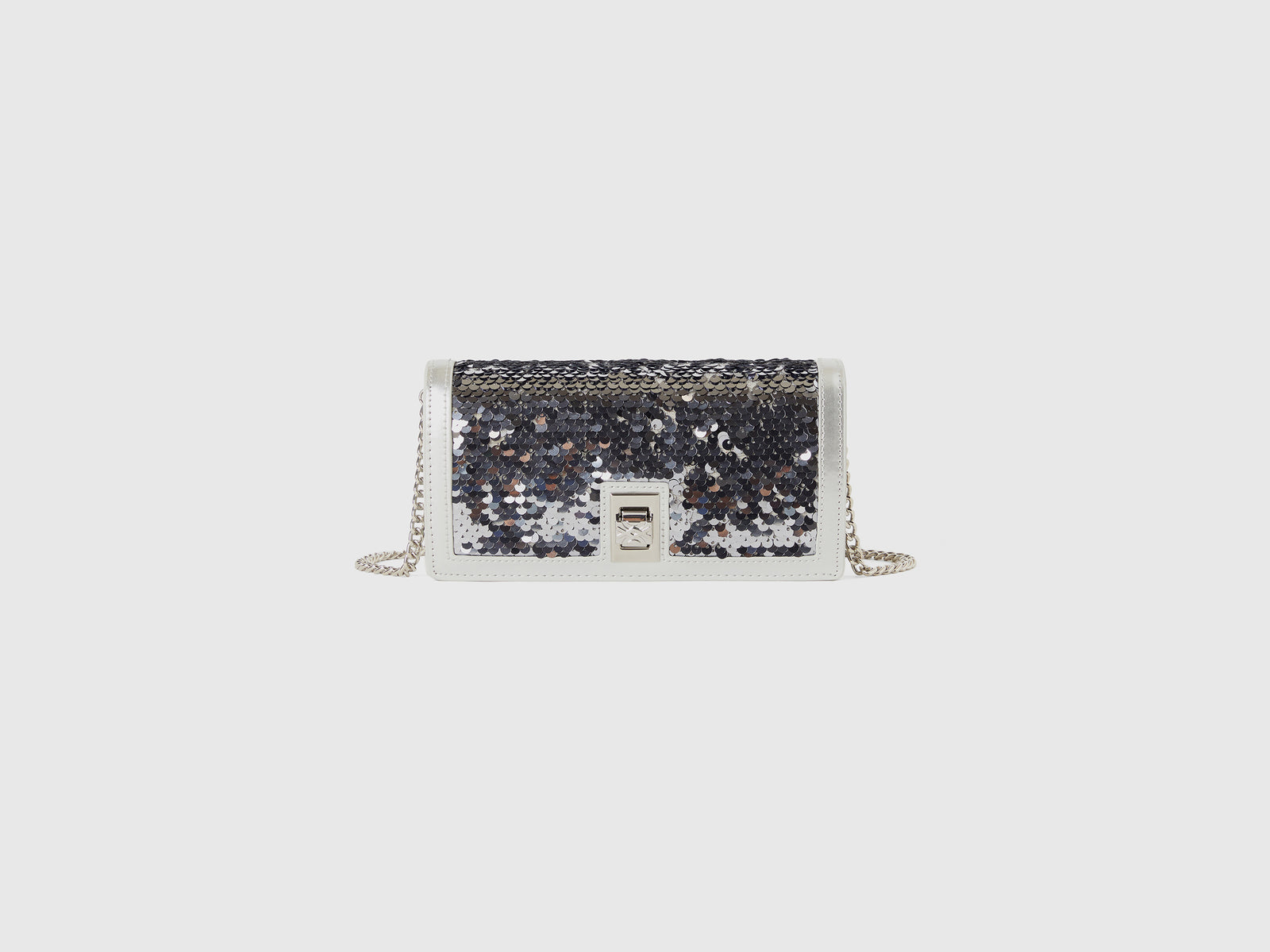 Borsa portafoglio con paillettes da donna argento | Benetton Outlet