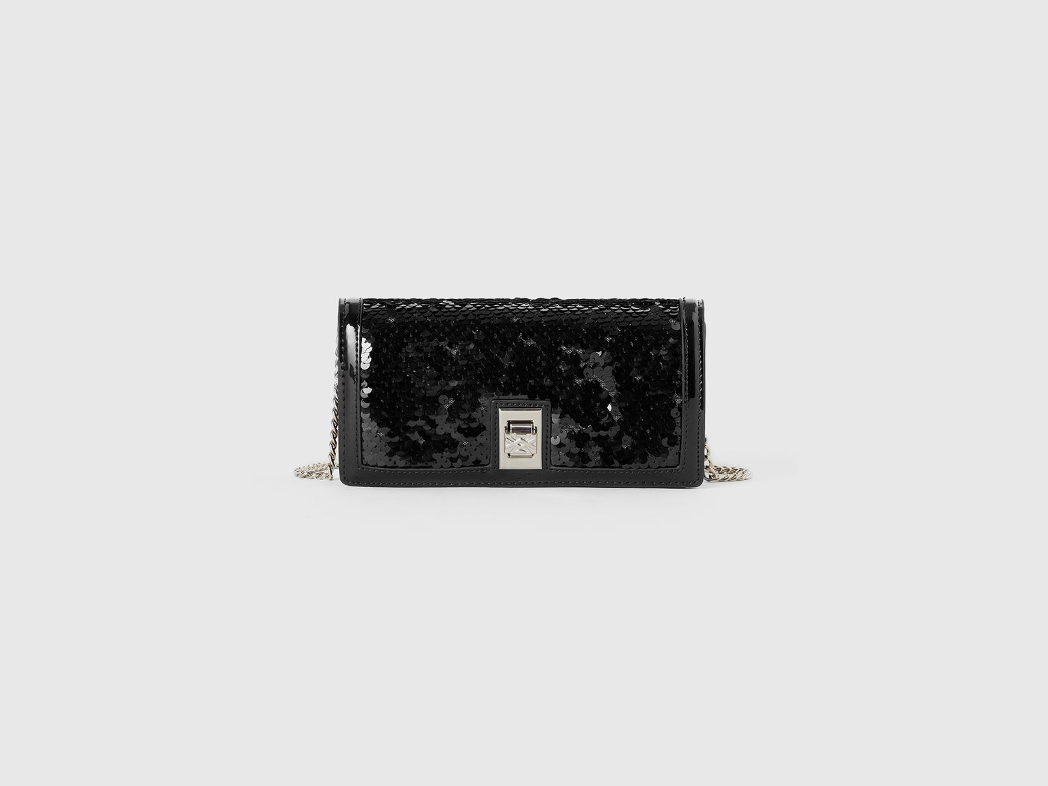Borsa portafoglio con paillettes da donna nero | Benetton Outlet