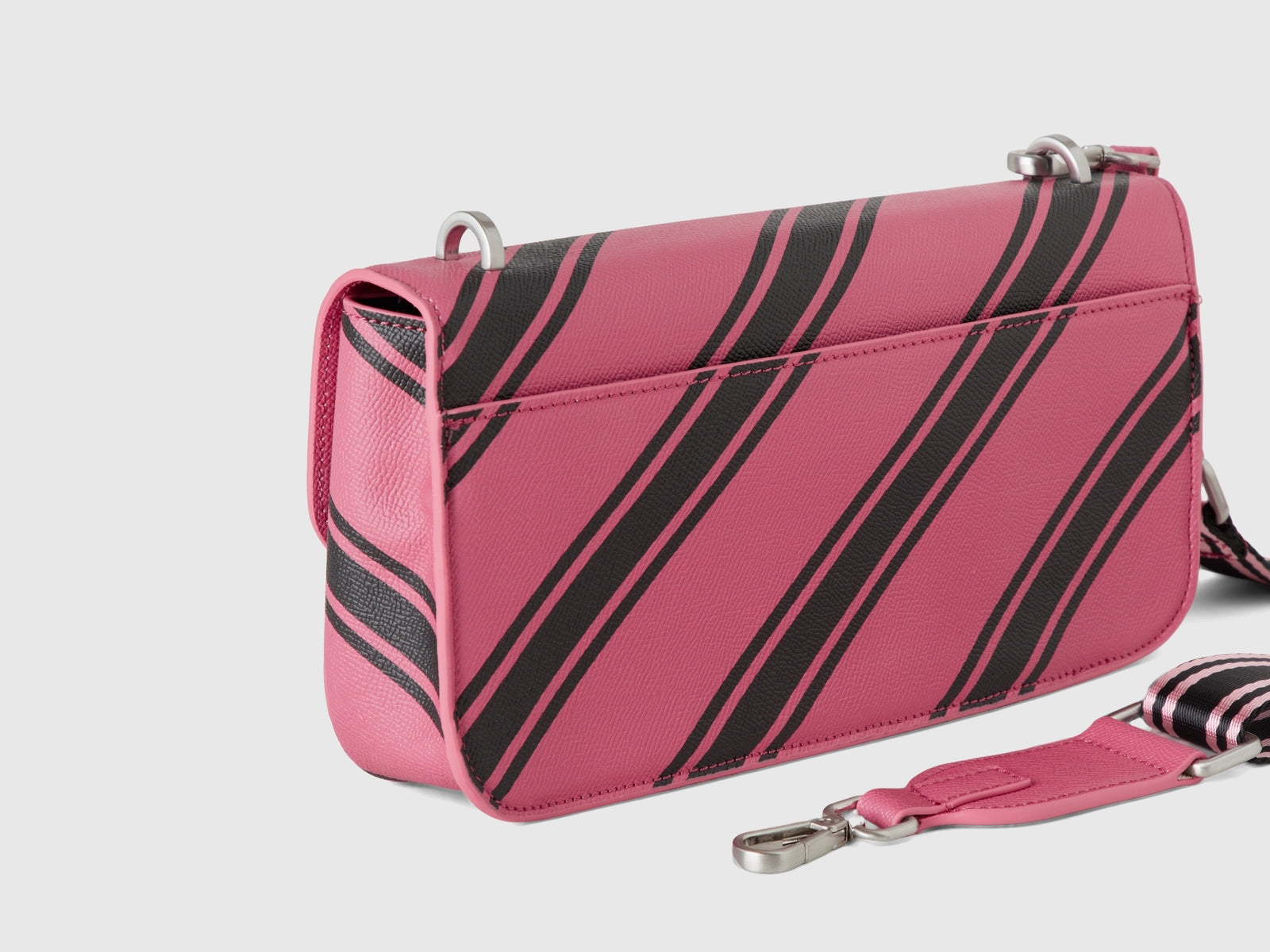 Borsetta a righe regimental da donna rosa 3 | Benetton Outlet