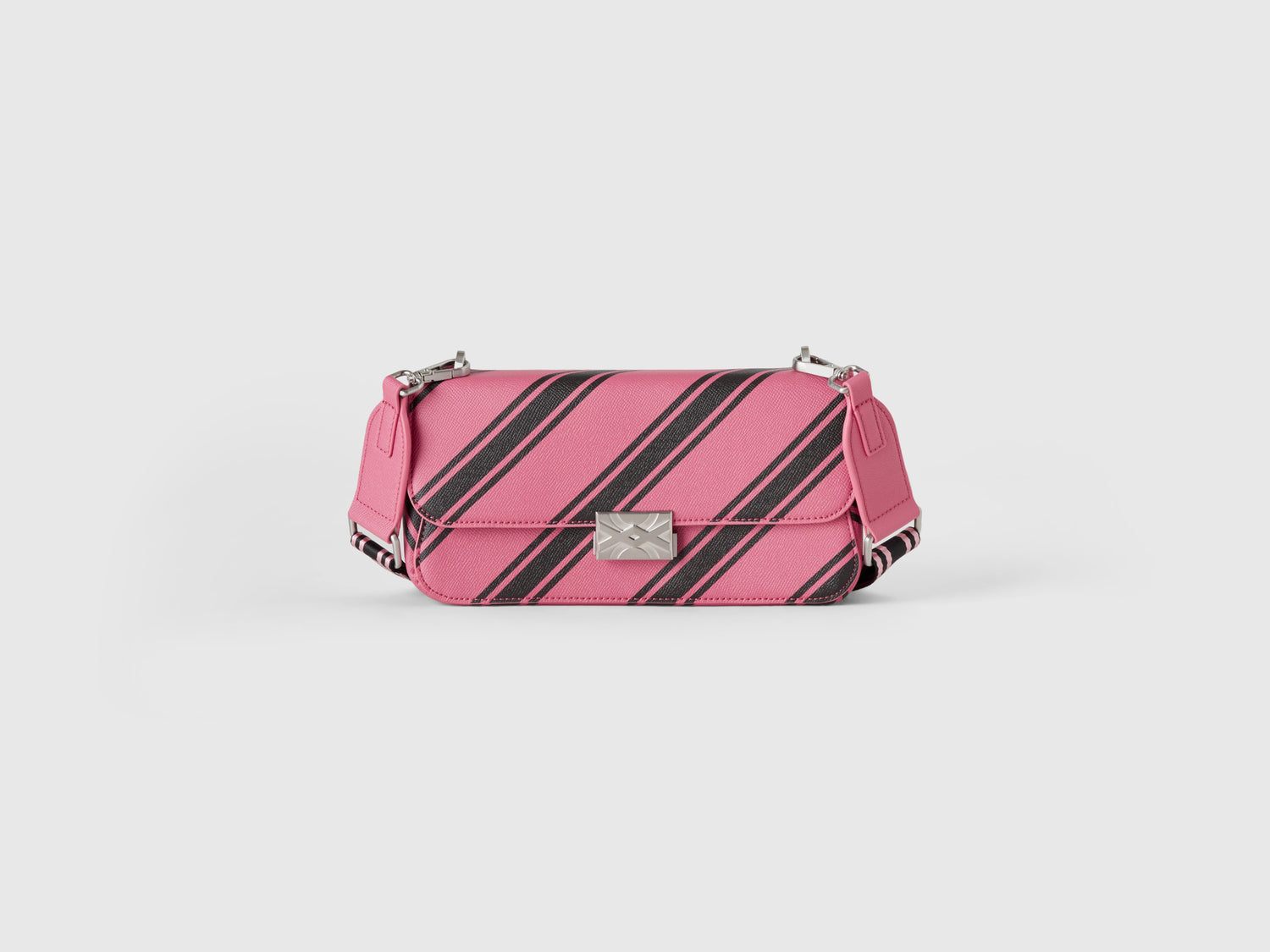 Borsetta a righe regimental da donna rosa | Benetton Outlet