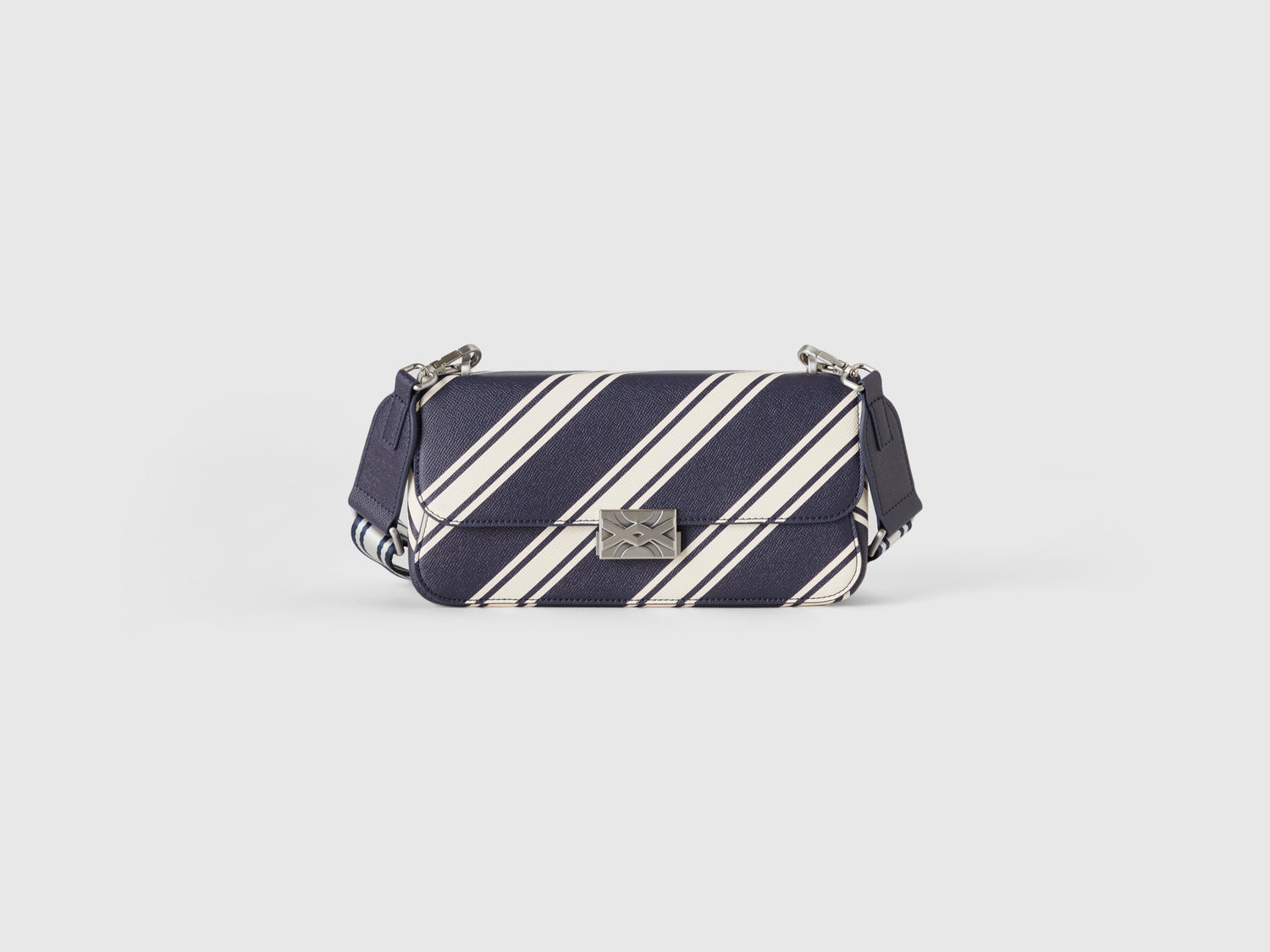 Borsetta a righe regimental da donna blu scuro | Benetton Outlet