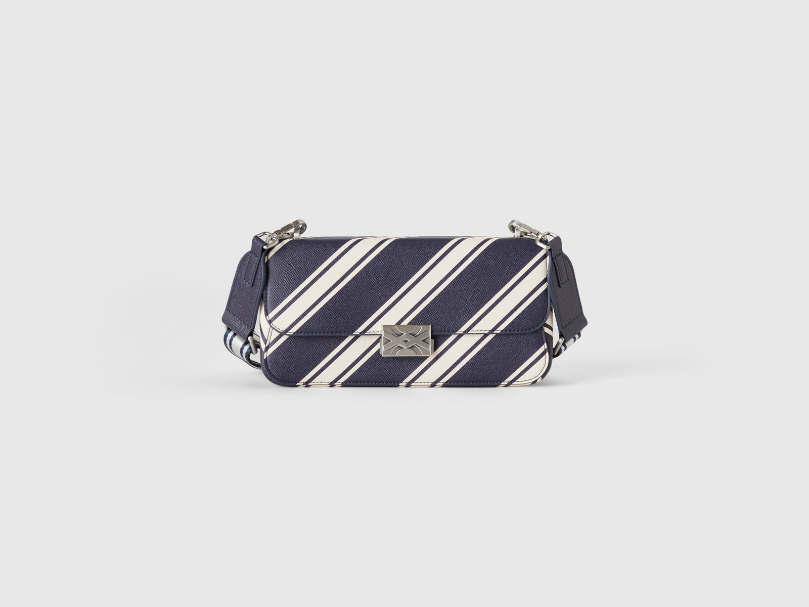 Borsetta a righe regimental da donna blu scuro | Benetton Outlet