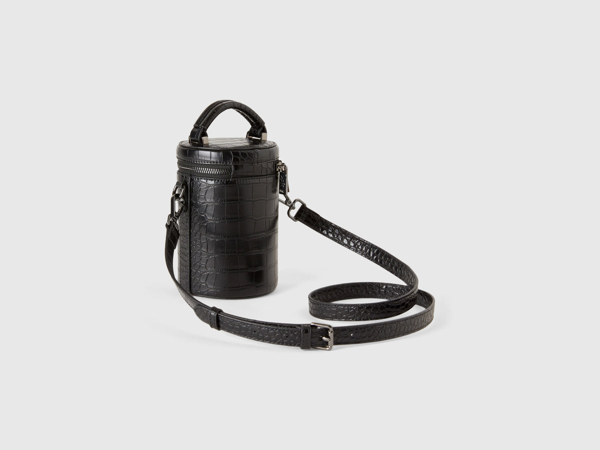 Mini cylinder bag with crocodile print