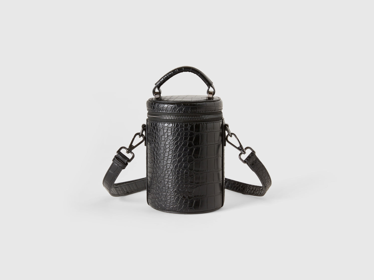 Mini borsa a cilindro stampa cocco da donna nero | Benetton Outlet