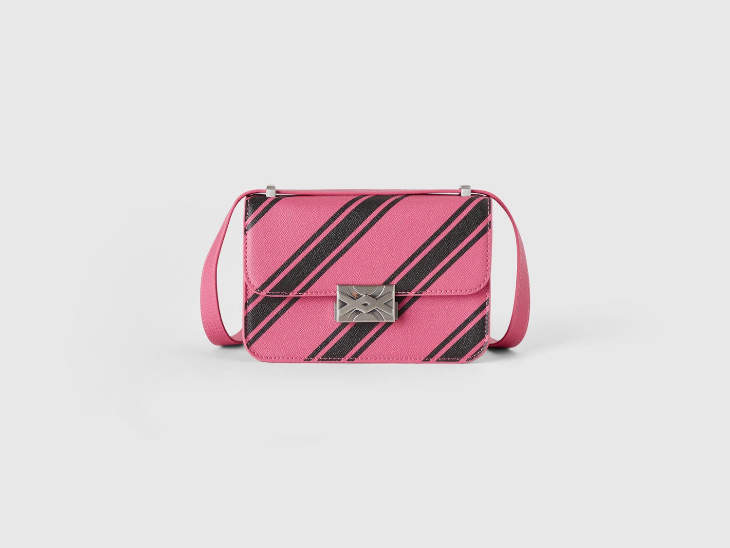 Borsa a righe regimental da donna rosa | Benetton Outlet