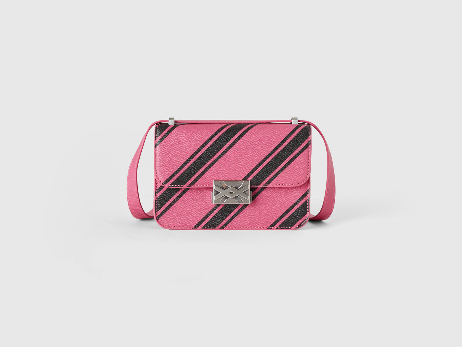 Borsa a righe regimental da donna rosa | Benetton Outlet