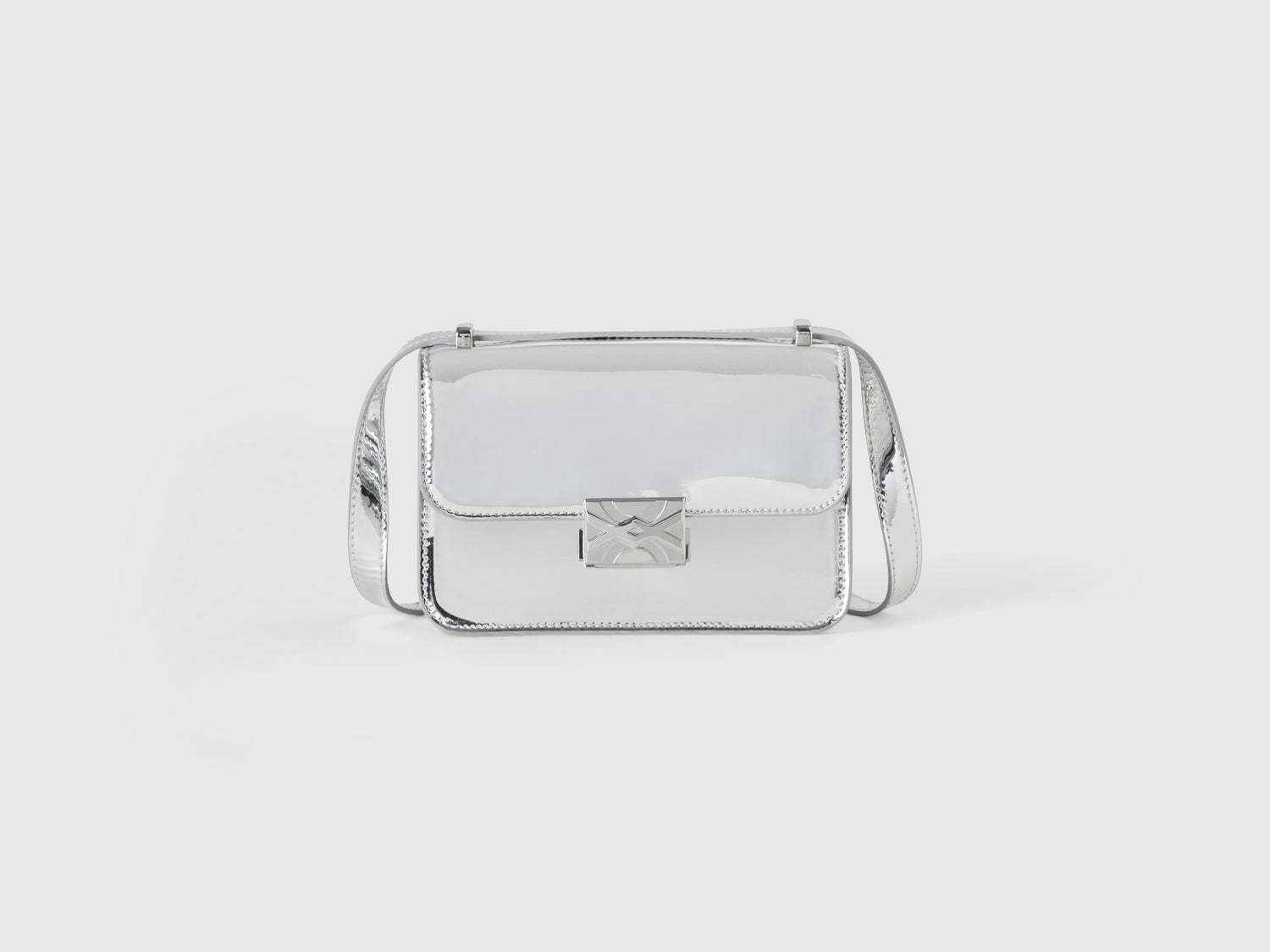 Borsa a tracolla lucido da donna argento | Benetton Outlet