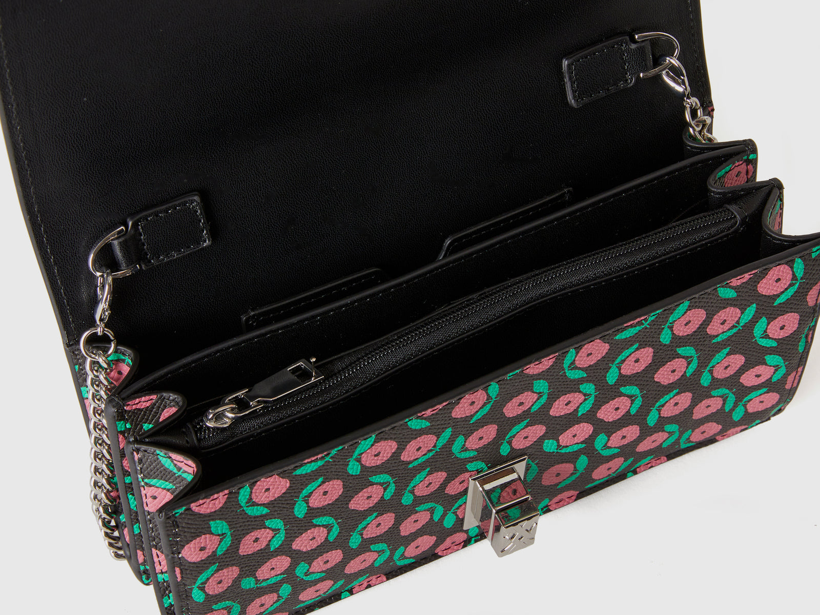 Borsa portafoglio a fiori da donna nero 3 | Benetton Outlet