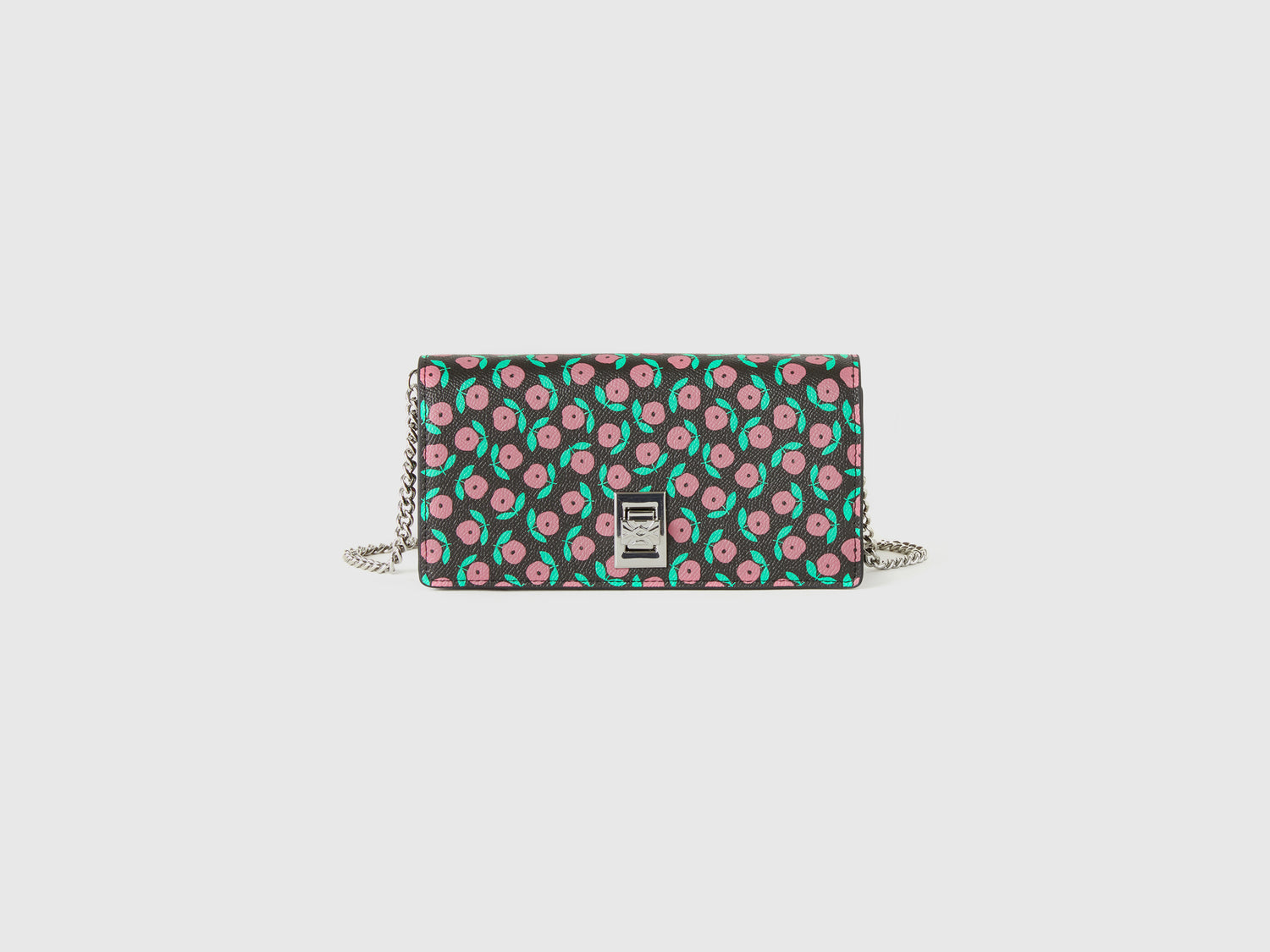 Borsa portafoglio a fiori da donna nero | Benetton Outlet