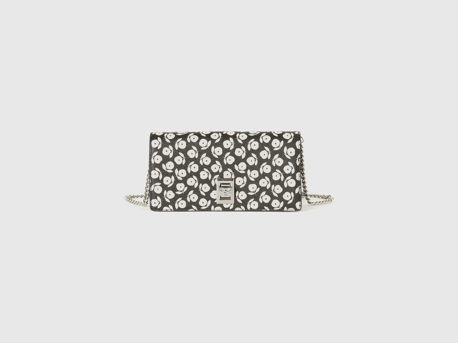 Borsa portafoglio a fiori da donna nero | Benetton Outlet