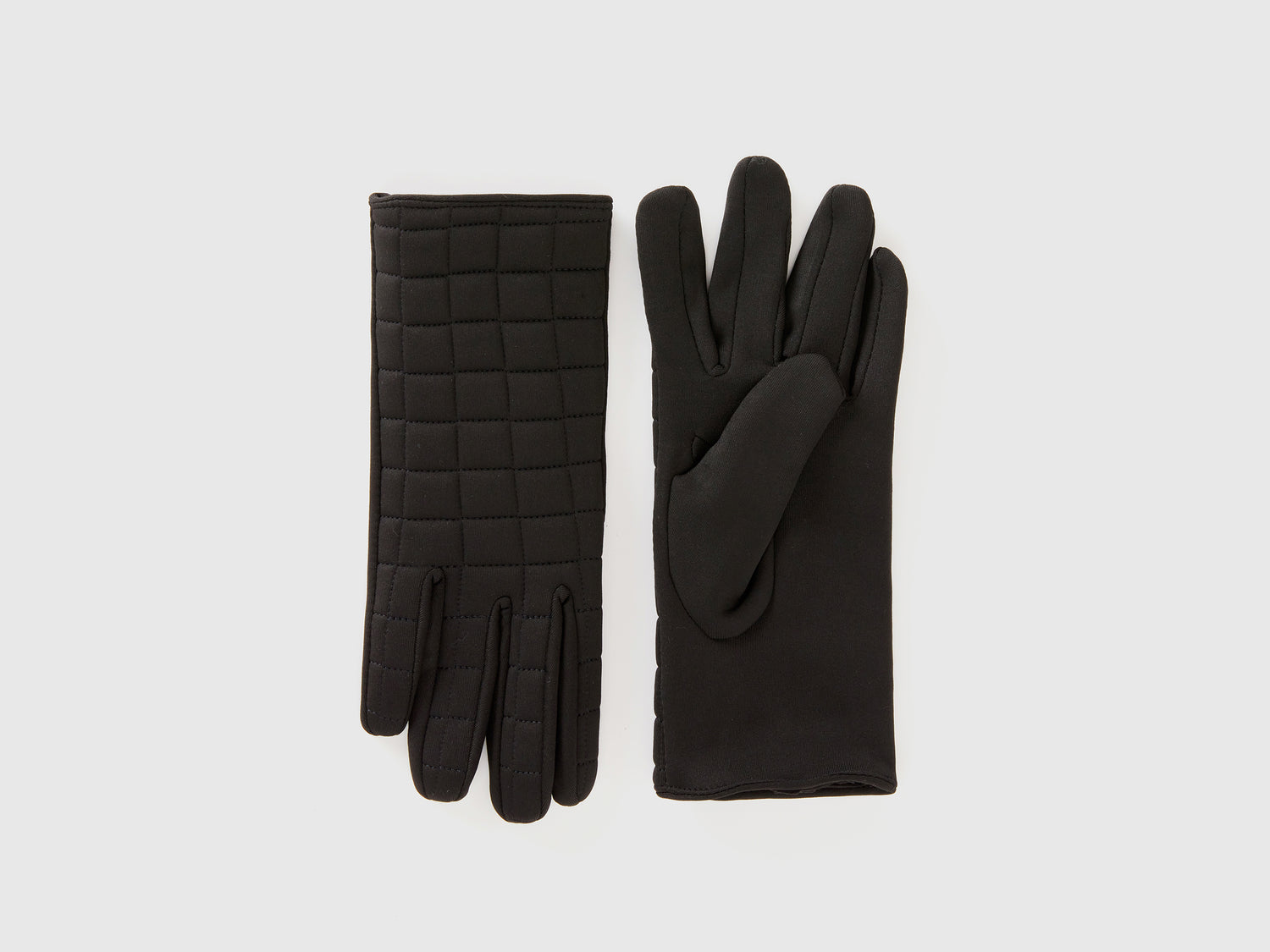 Guantes de nailon acolchados da donna nero | Benetton Outlet
