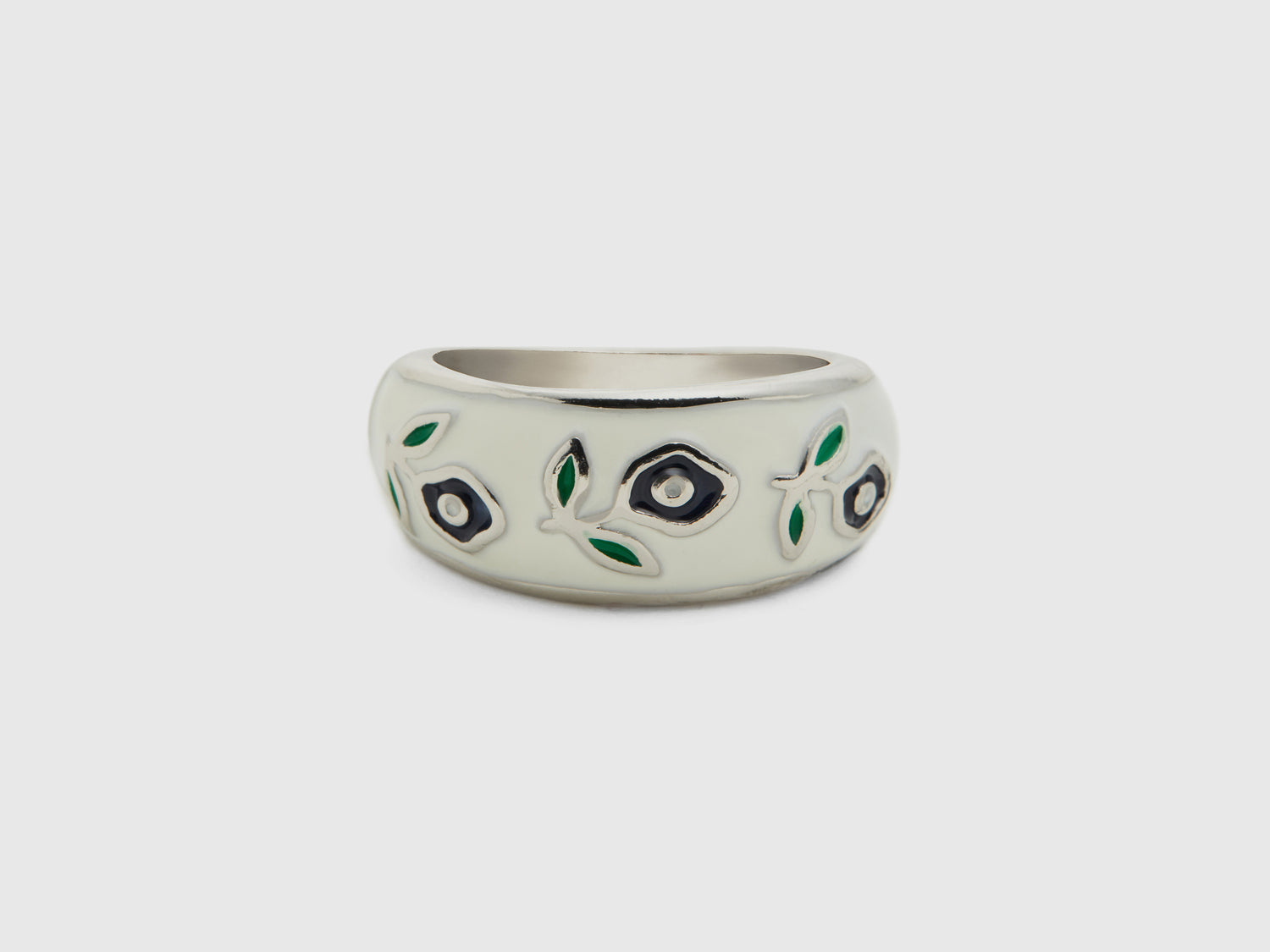 Anello a fascia con fiori blu scuro da donna bianco | Benetton Outlet