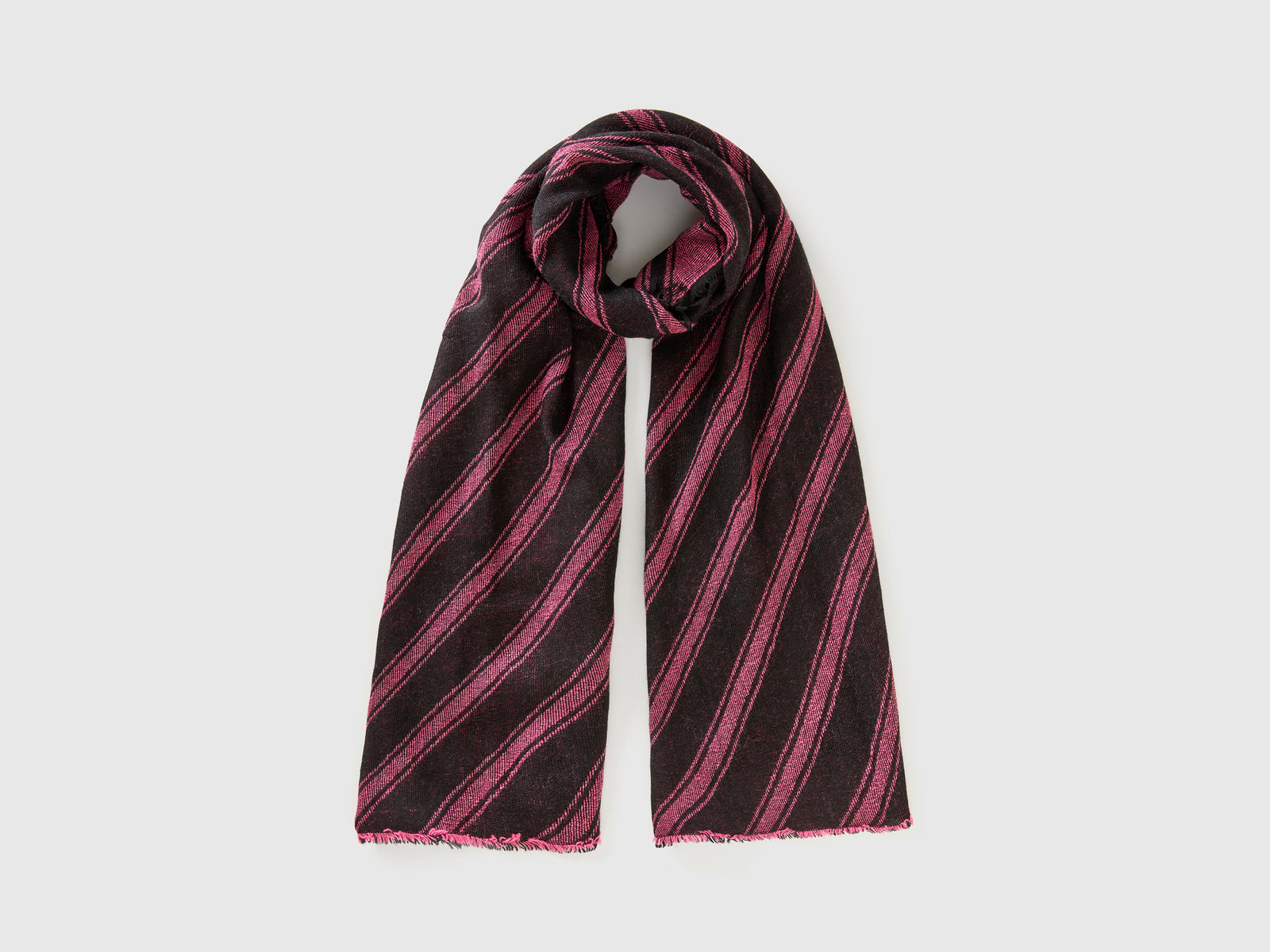 Sciarpa a righe regimental da donna rosa | Benetton Outlet