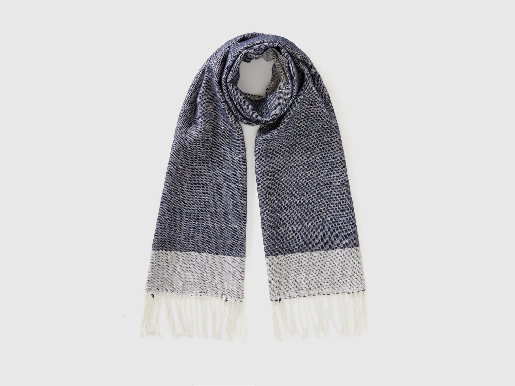 Sciarpa in misto cotone riciclato da uomo blu scuro Benetton Outlet