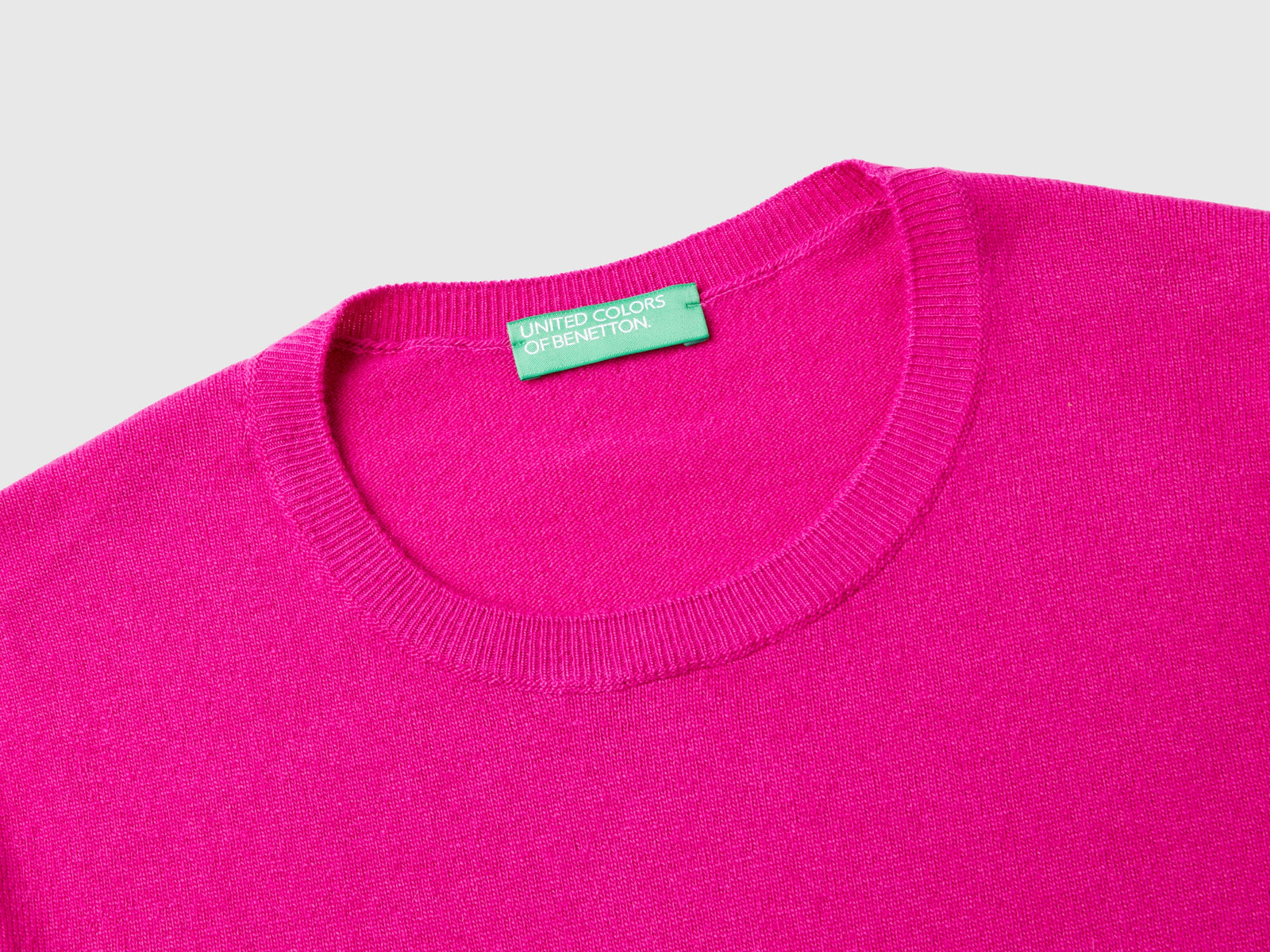Maglia manica corta in pura lana Merino da donna ciclamino 3 | Benetton Outlet