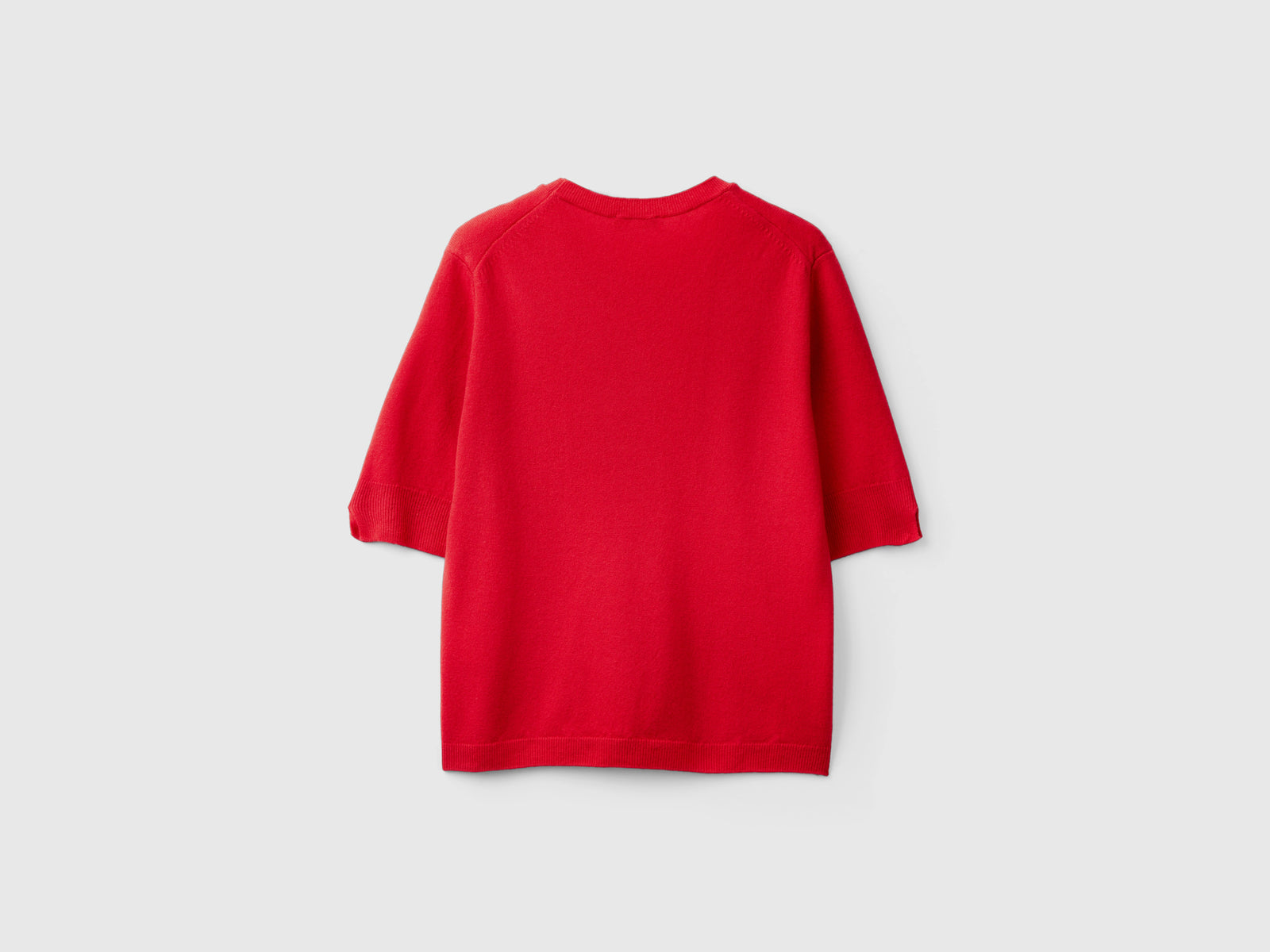 Maglia manica corta prugna in pura lana Merino da donna rosso 2 | Benetton Outlet