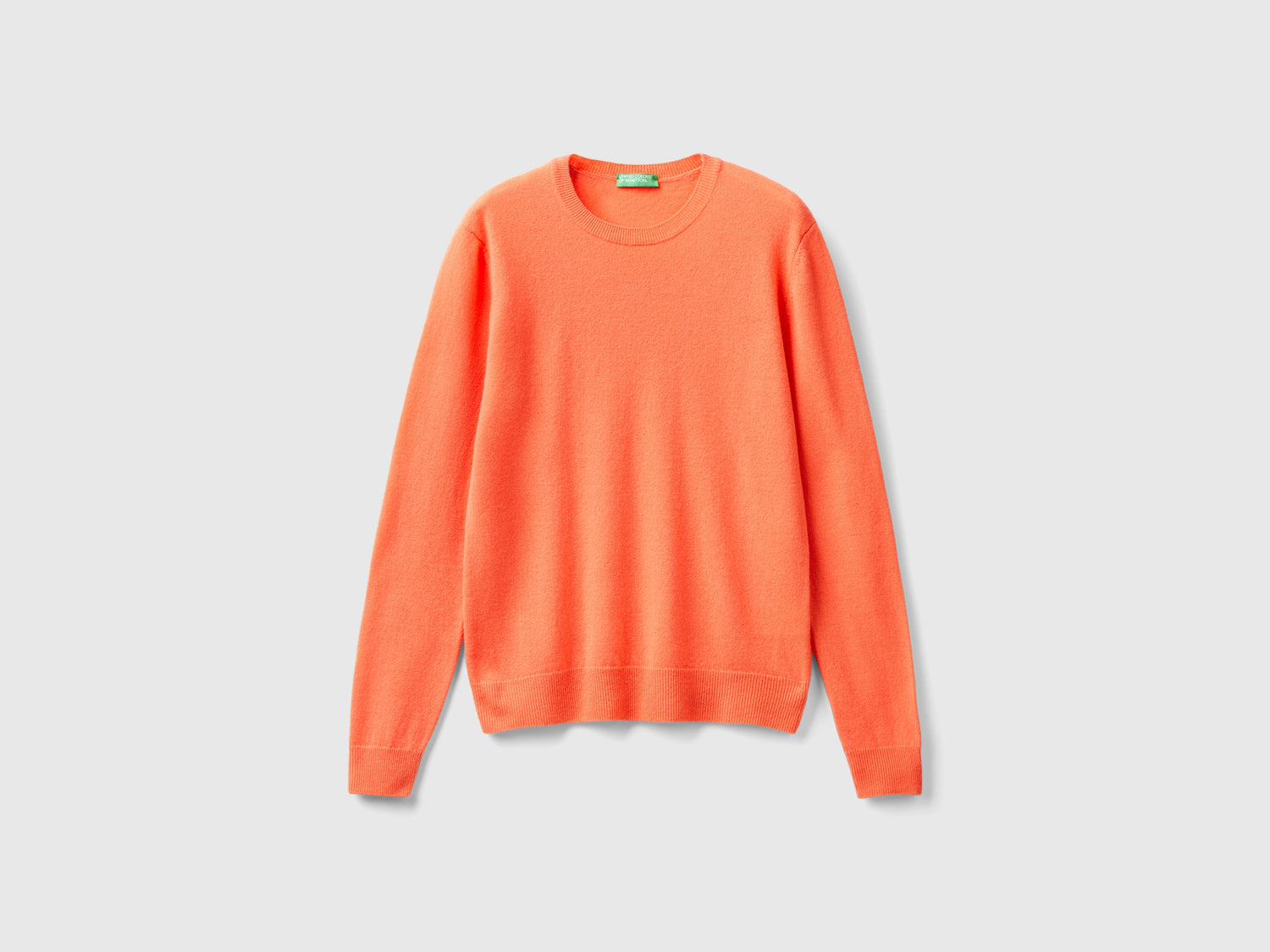 Maglia girocollo corallo in pura lana Merino da donna arancione | Benetton Outlet