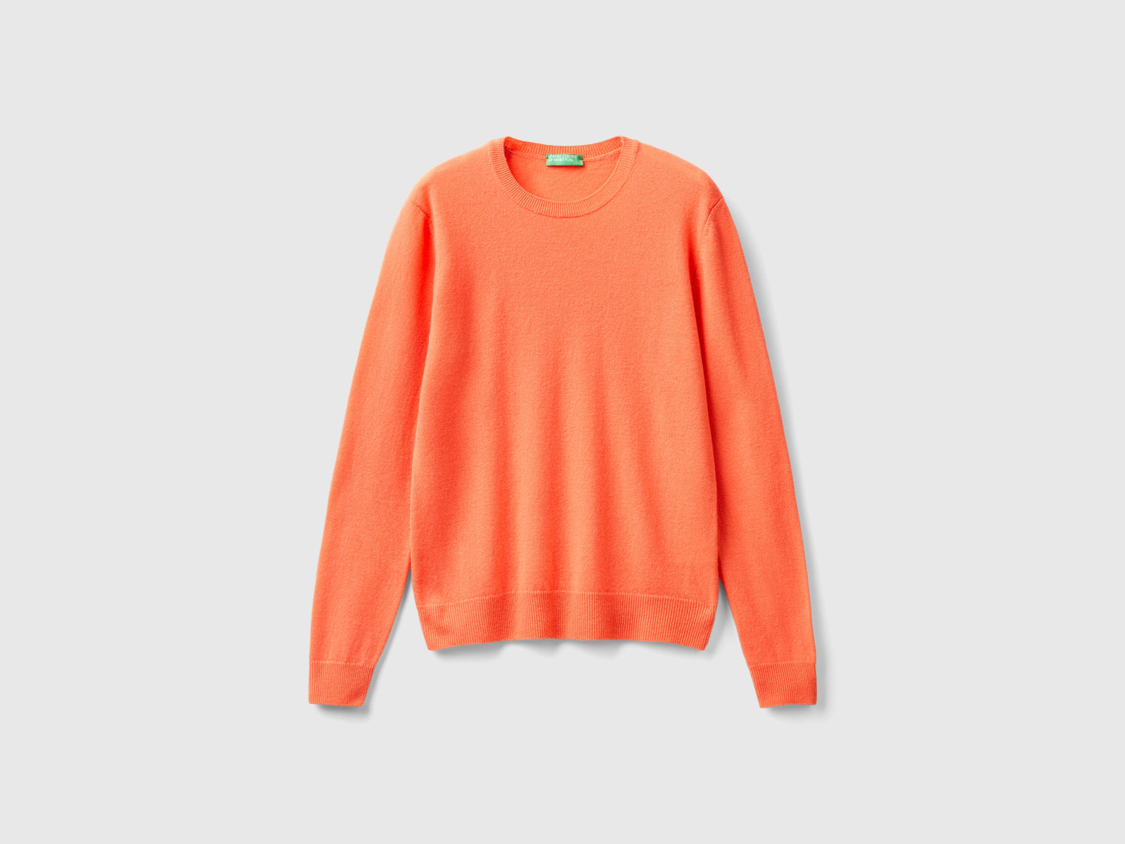 Maglia girocollo corallo in pura lana Merino da donna arancione | Benetton Outlet