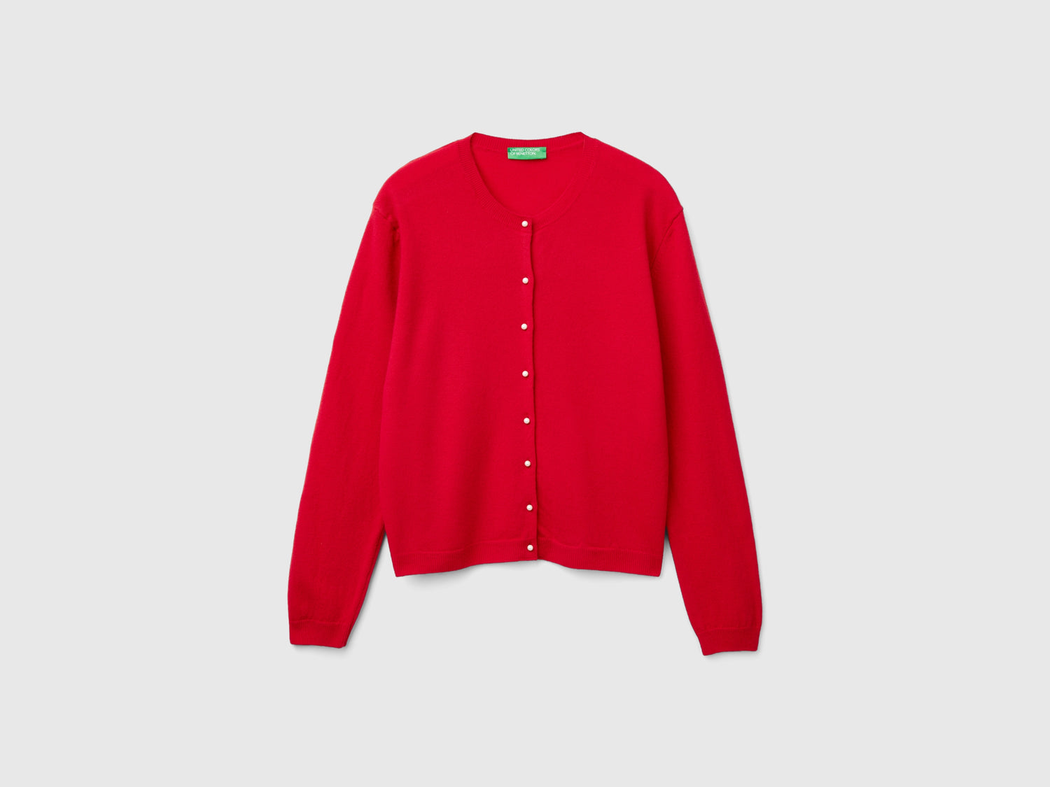 Plum cardigan in pure Merino wool da donna rosso | Benetton Outlet