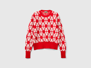 Maglione a cuori in misto lana riciclata