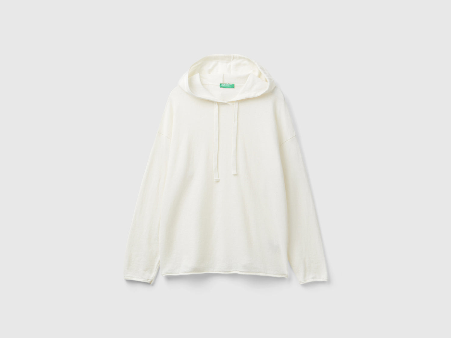 Maglia misto cashmere con cappuccio da donna bianco panna | Benetton Outlet
