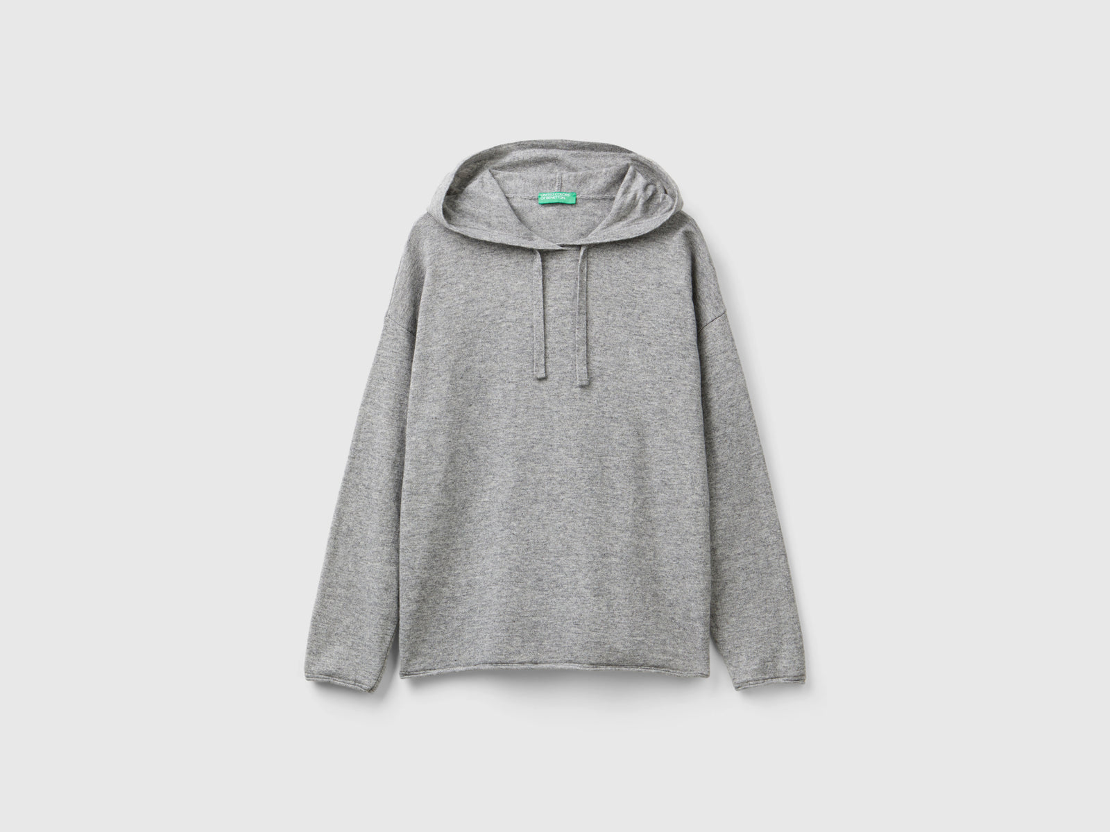 Maglia misto cashmere con cappuccio da donna grigio chiaro | Benetton Outlet