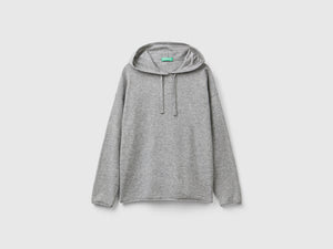 Maglia misto cashmere con cappuccio