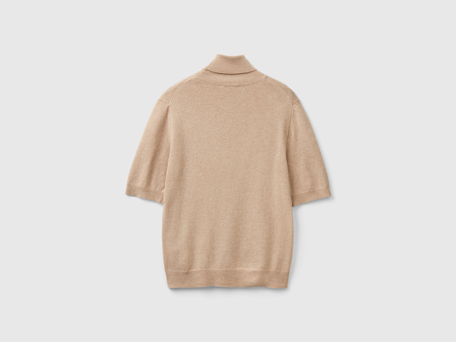 Dolcevita cammello a manica corta in misto cashmere da donna beige 2 | Benetton Outlet
