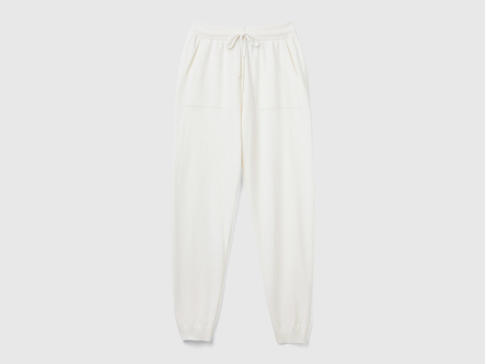 Pantalón deportivo de mezcla de cachemir color crema da donna bianco panna | Benetton Outlet