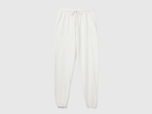 Pantalón deportivo de mezcla de cachemir color crema