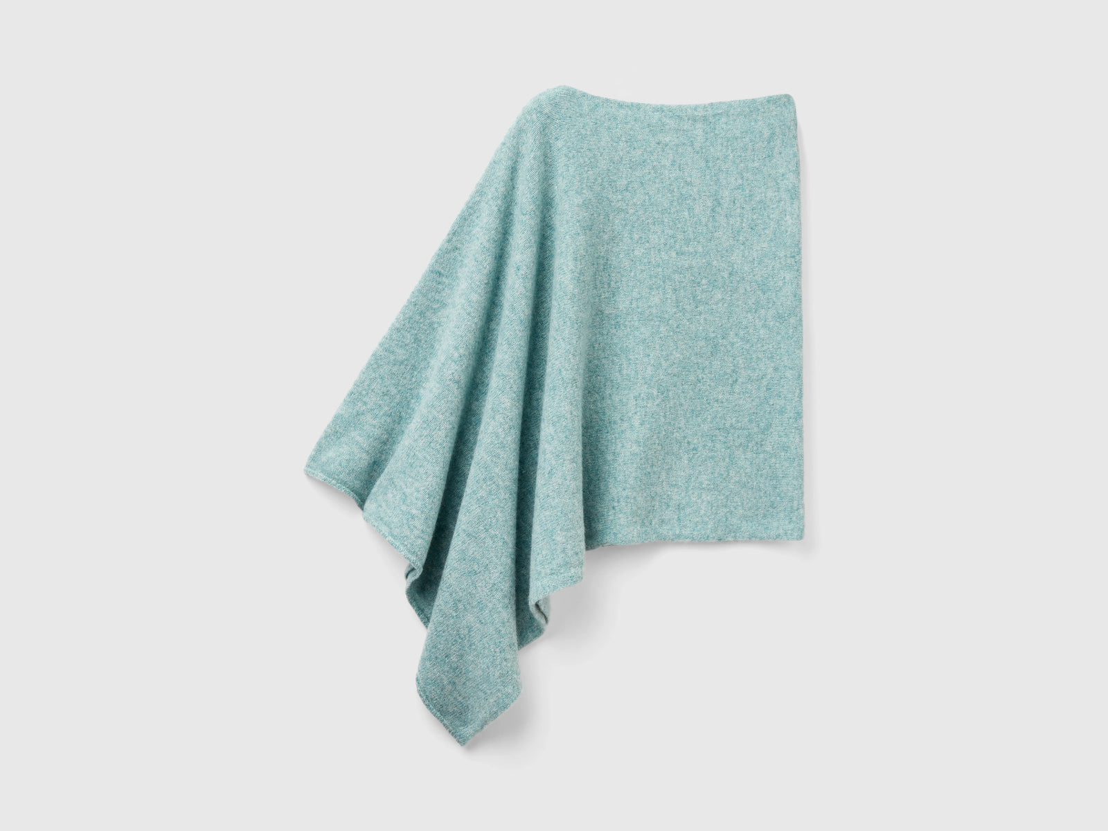 Mantella in pura lana Shetland da donna verde acqua 2 | Benetton Outlet