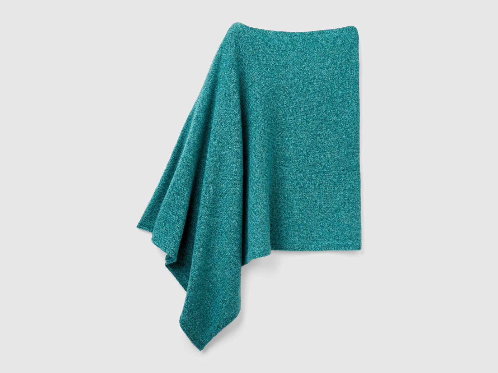 Mantella in pura lana Shetland da donna verde ottanio 2 | Benetton Outlet