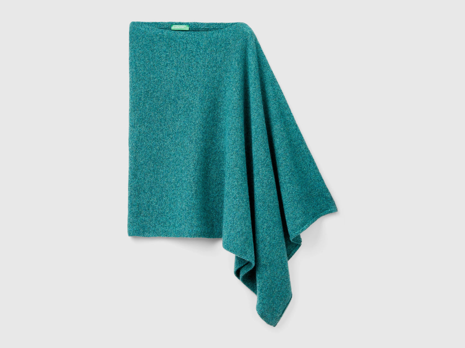 Mantella in pura lana Shetland da donna verde ottanio | Benetton Outlet